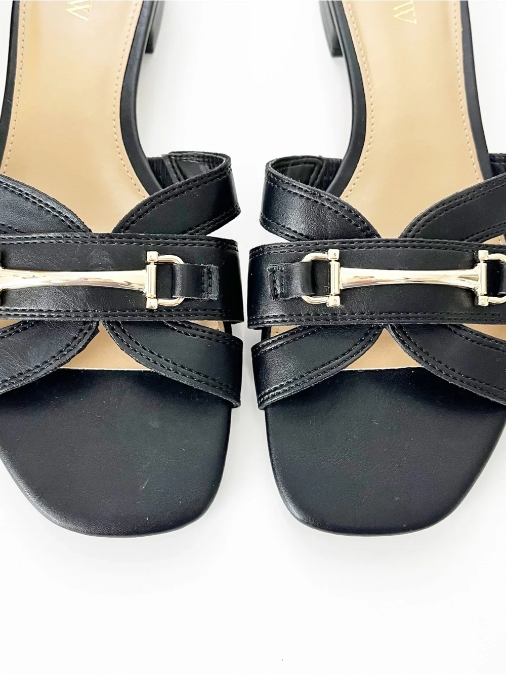 J.Crew Black Strappy Upper Gold Hardware Bit Slide Casual Sandals
